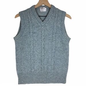 VINTAGE Wool Sweater Vest Montgomery Ward Sleeveless Cable Knit Size Medium